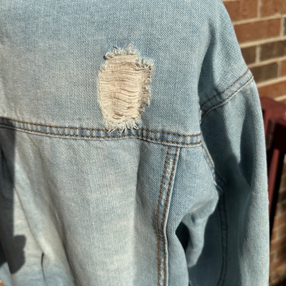 Light blue, distressed, denim jacket, size med - Picture 10 of 13